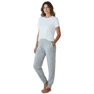 Victoria’s Secret PINK Woman’s Size L Grey Gray Rainbow Heart Candy cane Pants